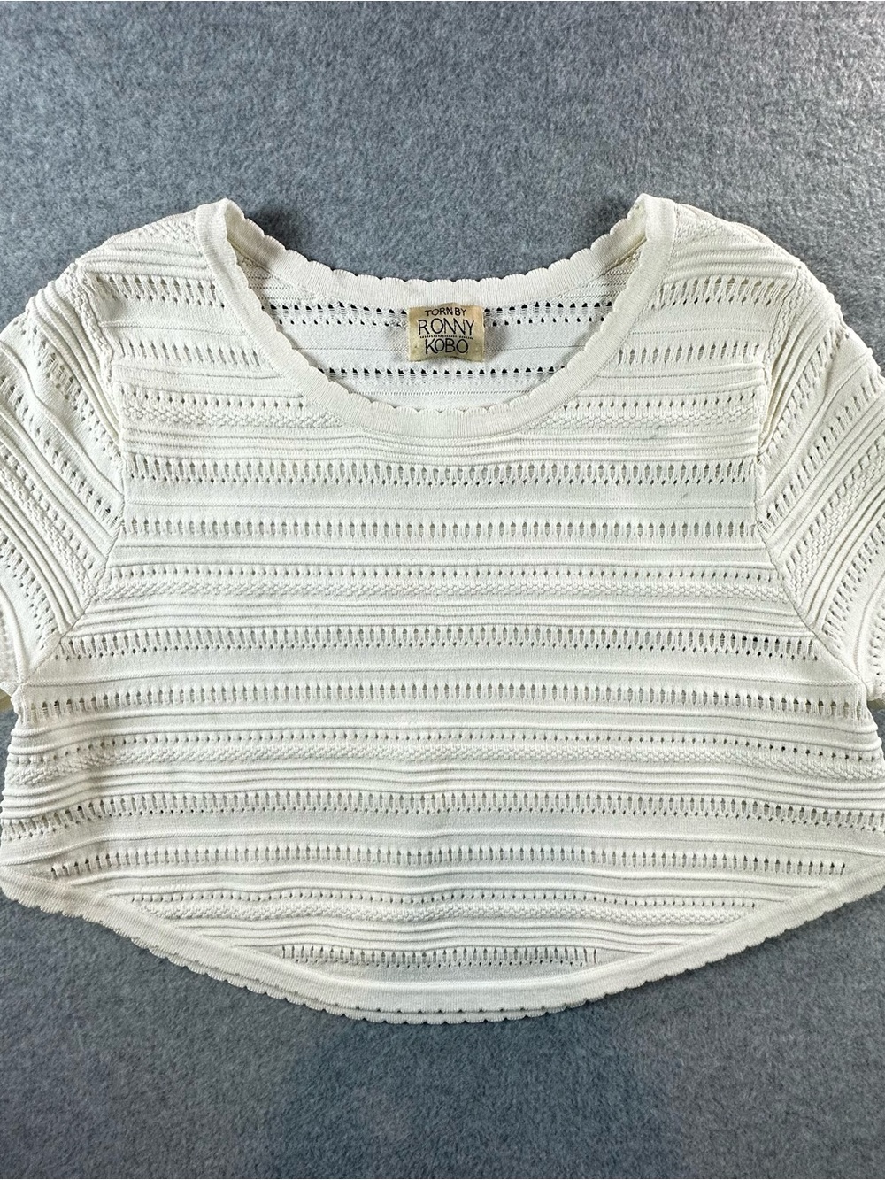 Torn by Ronny Kobo Collection Women's Cream Knit Short Sleeve Top